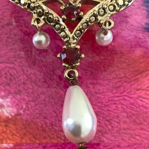 Jewelry - 3/$20 Vintage Red Rhinestone and Pearl Pin Jewelry - 3/$20 Vintage Red Rhinestone and Pearl Pin